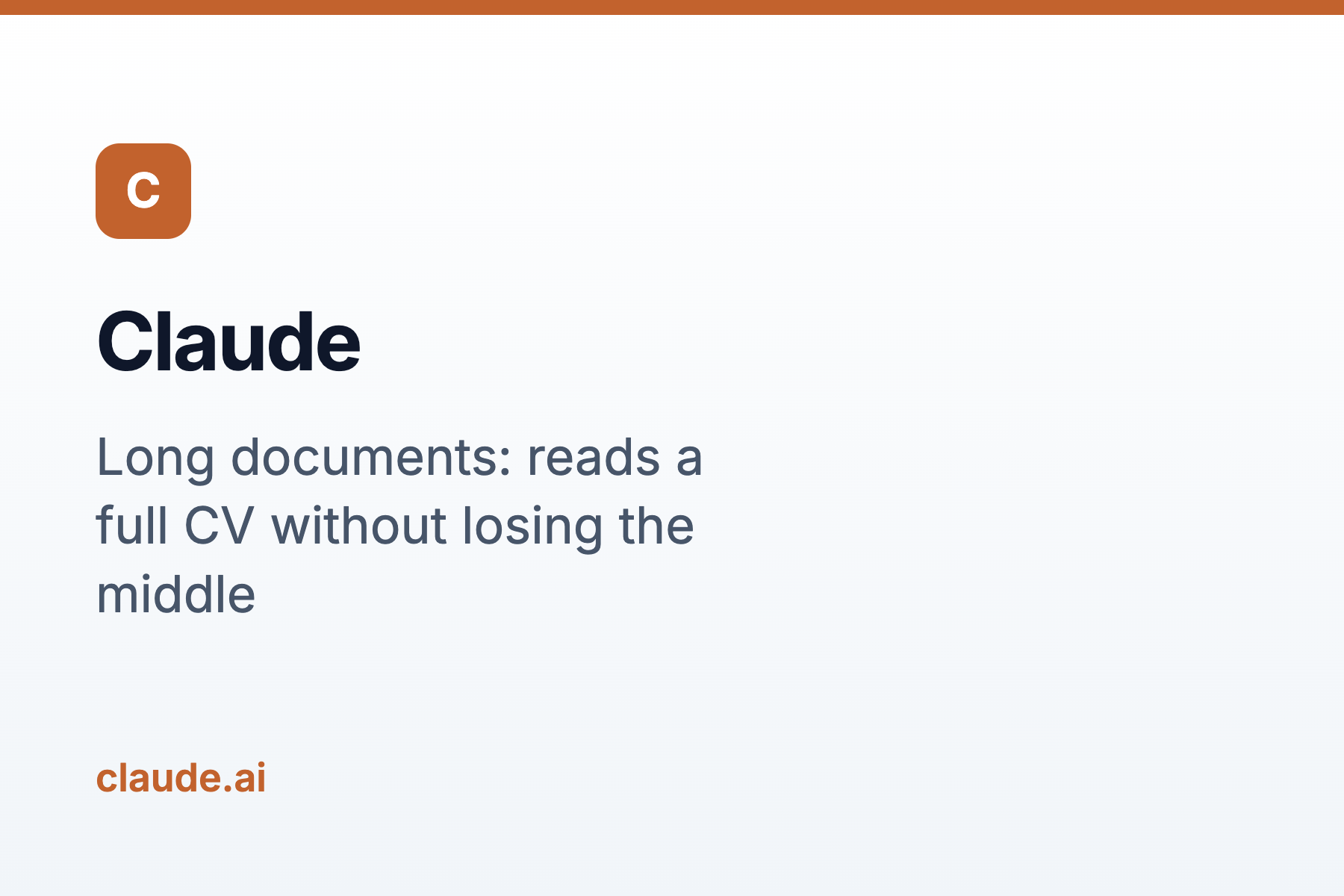 Claude: For lengthy documents, this feature is particularly useful: it can accommodate both a comprehensive CV and a lengthy job description simultaneously, eliminating the risk of truncating the middle sections. The principle remains the same, however. It generates the content, and you review each piece of information it inserts to ensure accuracy.